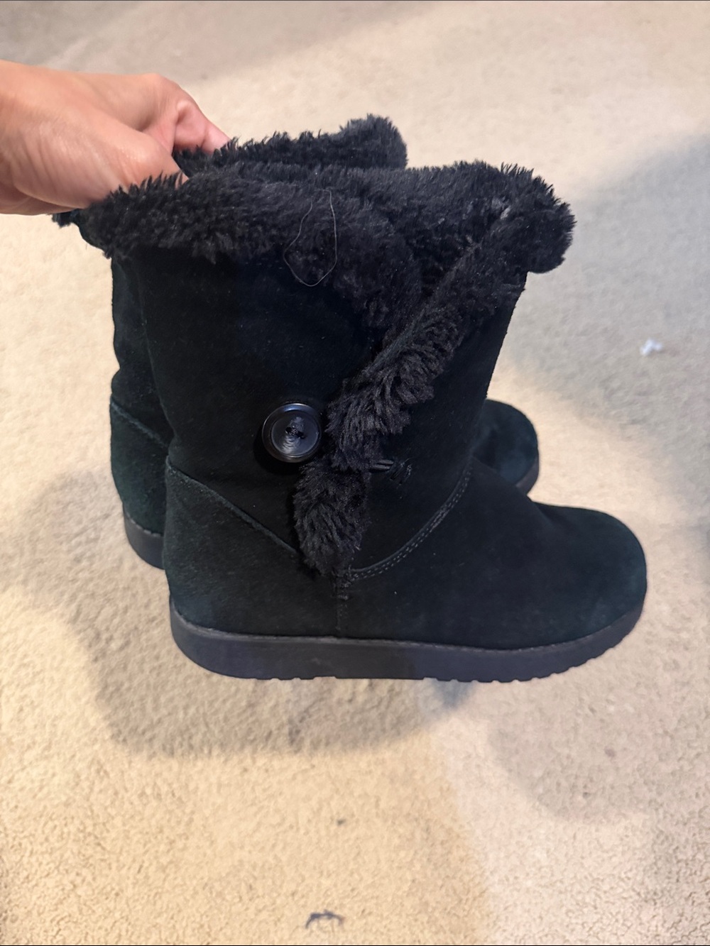 Target Black Faux-Shearling Button Winter Boots